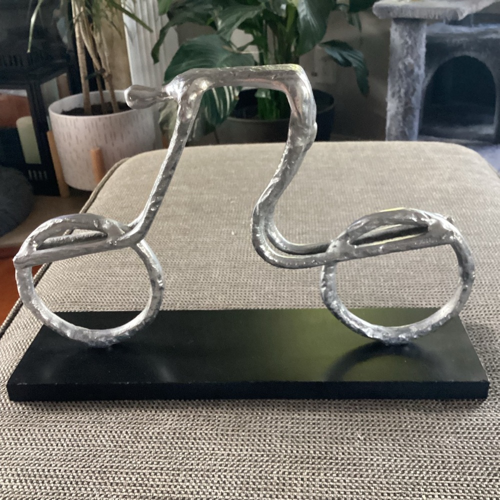 Metal Aluminum Bike Bicyclist Art Sculpture Decor Cyclist Statue 14”x10”x4”